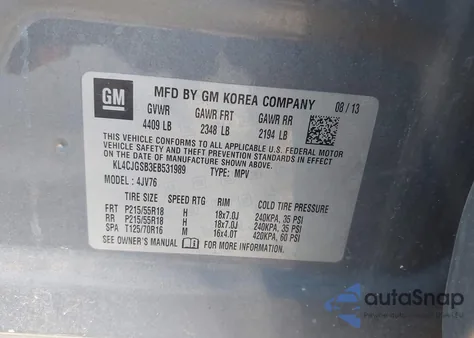 2014 Buick Encore Leather из США, поврежденный, VIN KL4CJGSB3EB531989